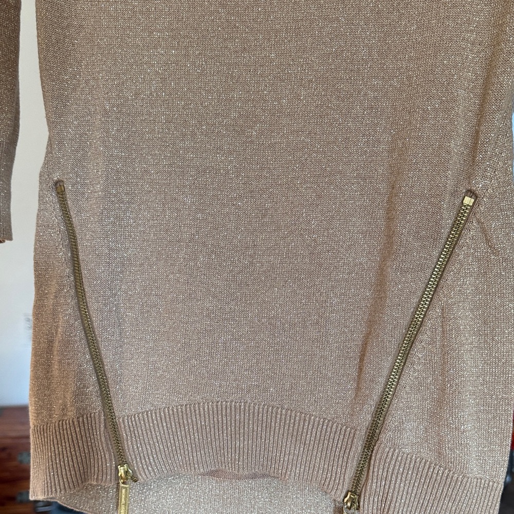 Michael Kors Women's Gold Tan Off-the-Shoulder Sweater - Picture 10 of 13